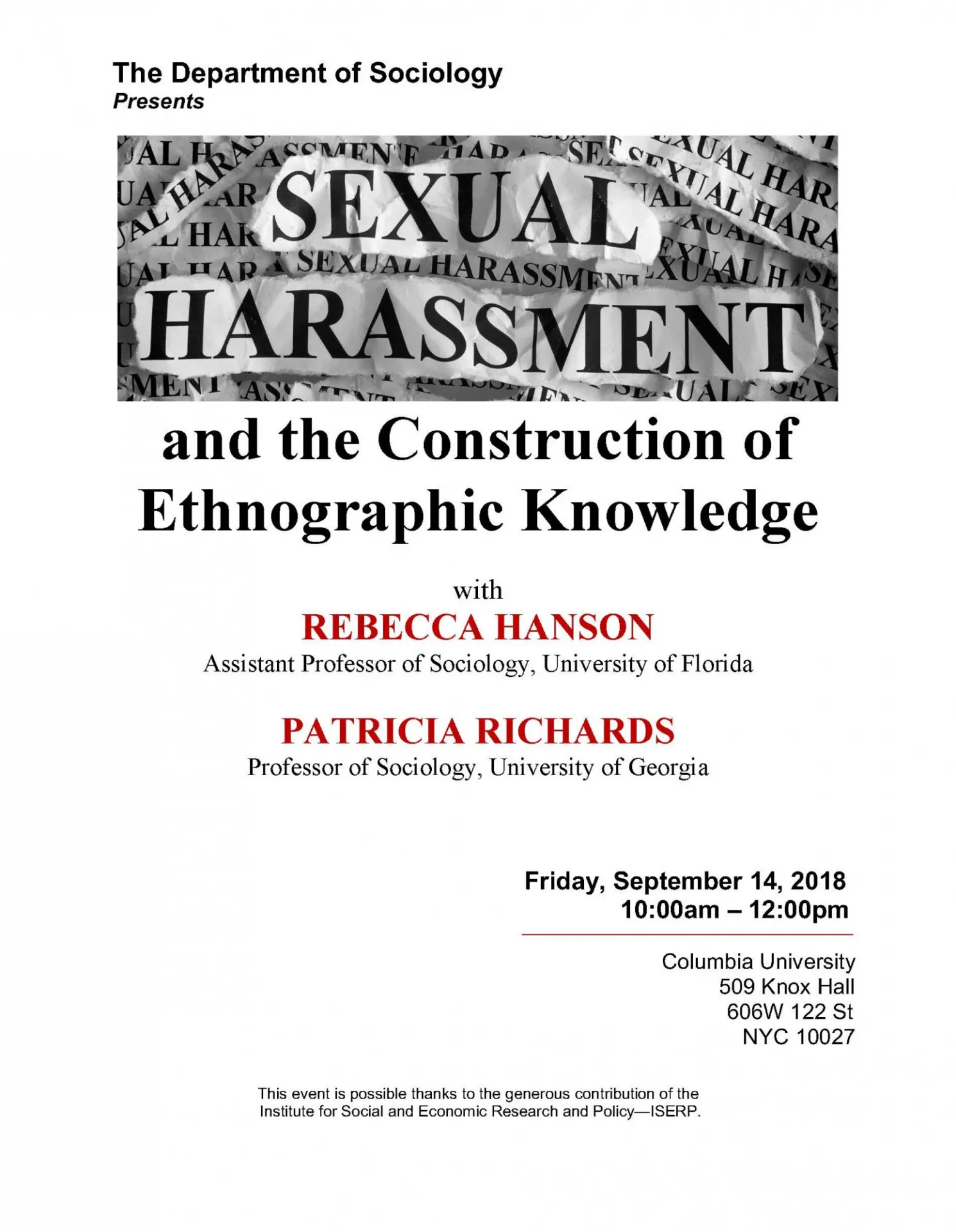 Sexual Harassment; danger; embodiment; ethnography; fieldwork; ideological forms