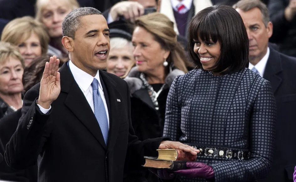 President Barack Obama and First Lady Michelle Obama at his second inauguration, January 21, 2013.