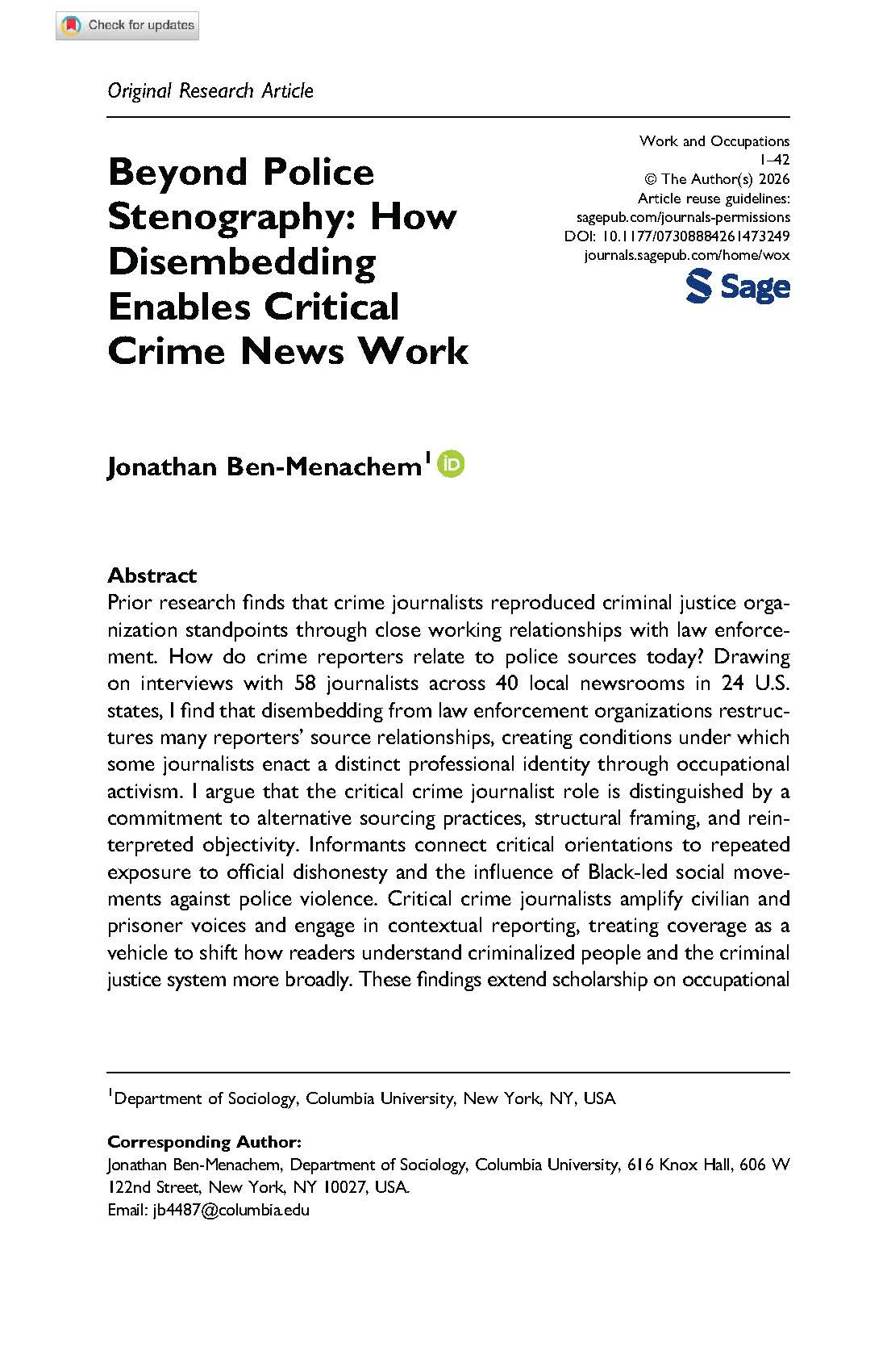Work and Occupations